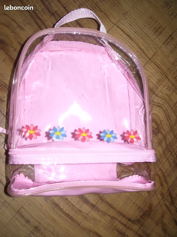 Sac à dos rose transparent double fond (image 1)