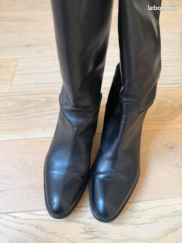 Bottes Patient Cuir Noir Episode Taille 5/38 - Talon Bloc 2.5", Tige Genou - Occasion Bon état