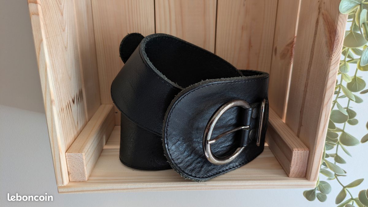 Ceinture cuir WE noire 85 cm (image 2)