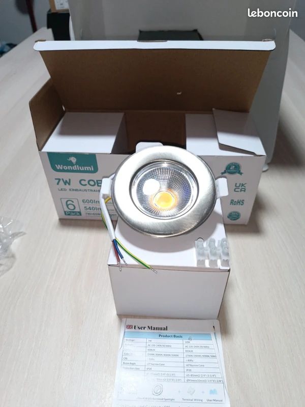Wondlumi 6 spot inox led 7w neuf (image 1)