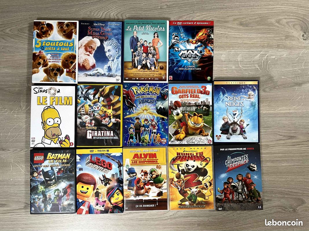 Lot de dvd film/pokémon/lego/kung fu panda/dessins animés enfant… (image 1)