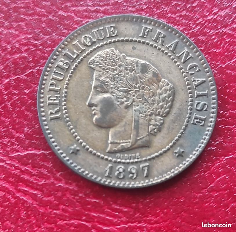 Monnaie FRANÇAISE CERES 5CTS 1897A bronze Etat SPL (image 1)