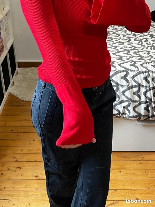 Maillot manches chauve-souris rouge (image 4)