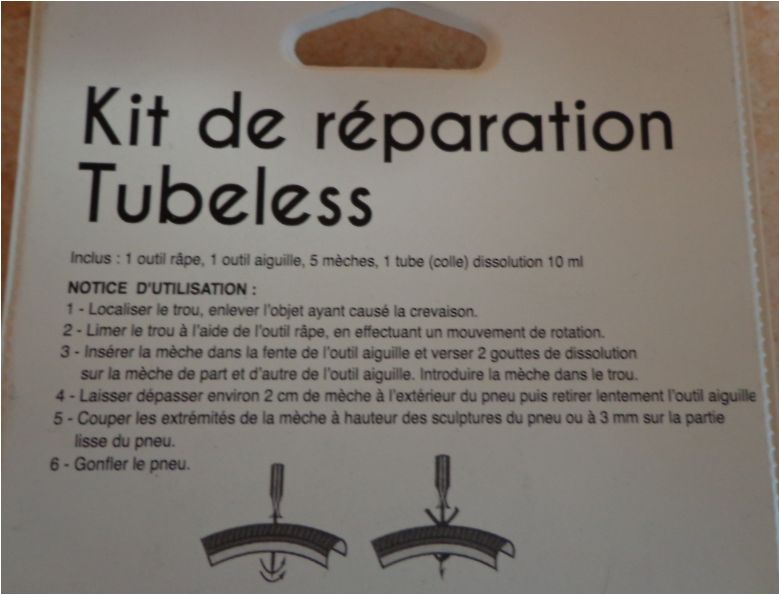 Kit Reparation Pneu Voiture  Inclut 2 Outils, 5 Mèches, 1