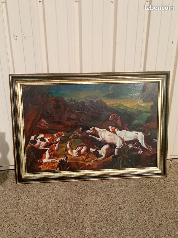 Ancien tableau. Cadre theme de la chasse (image 1)
