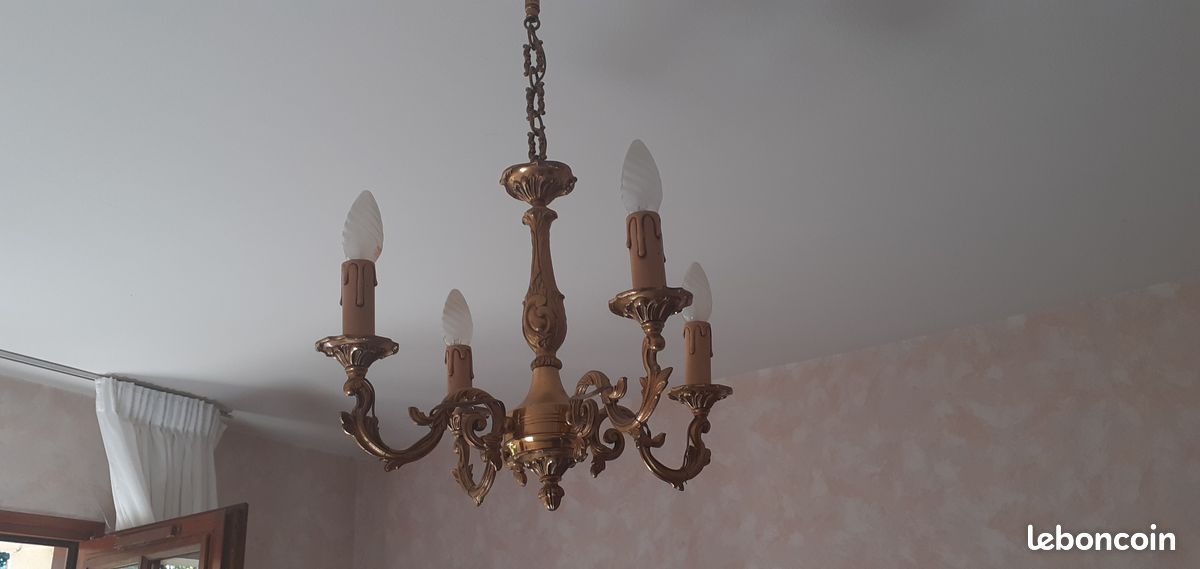 Lustre en bronze 4 branches (image 3)