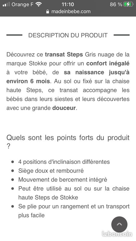 Transat Et Balancelle Stokke D Occasion Annonces Equipement Bebe Leboncoin Page 5