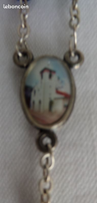 Ancien Chapelet Métal Argenté Et Perles Bois, Médaillon Jésus Christ, France
