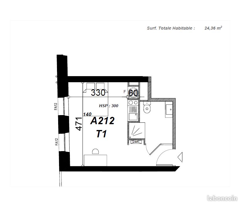 Appartement 1 pièce 18 m² - Bordeaux 33000 (image principale 1)