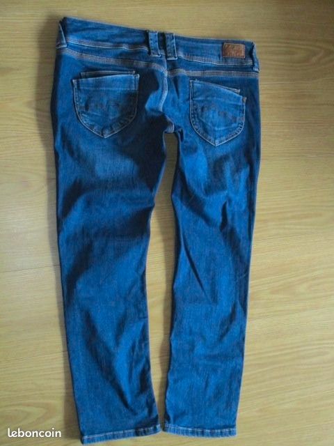 Pepe Jeans Venus - Jeans Femme Taille Basse Coupe Droite Denim Stretch Bleu Ciel Wiser Wash