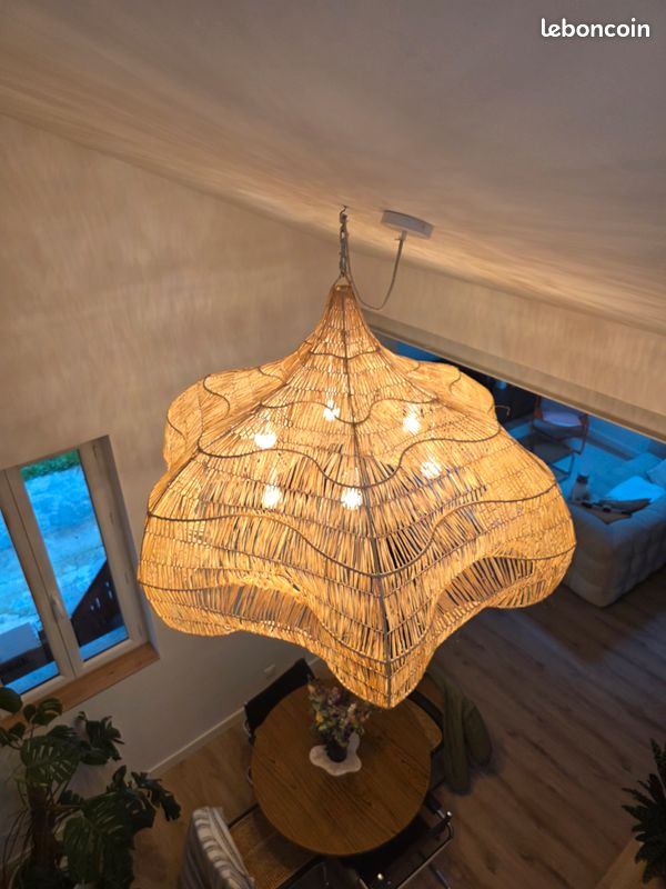Suspension fleur raphia xxl 130 cm (image 2)