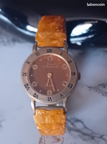 Montre Vintage Gérard De Réaumont Quartz - Boîtier Doré Rectangulaire, Bracelet Acier - Occasion
