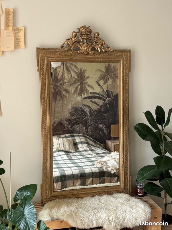 Cadre De Miroir En Chêne Rustique 80 X 30 Cm - Miroir Mural Décoratif