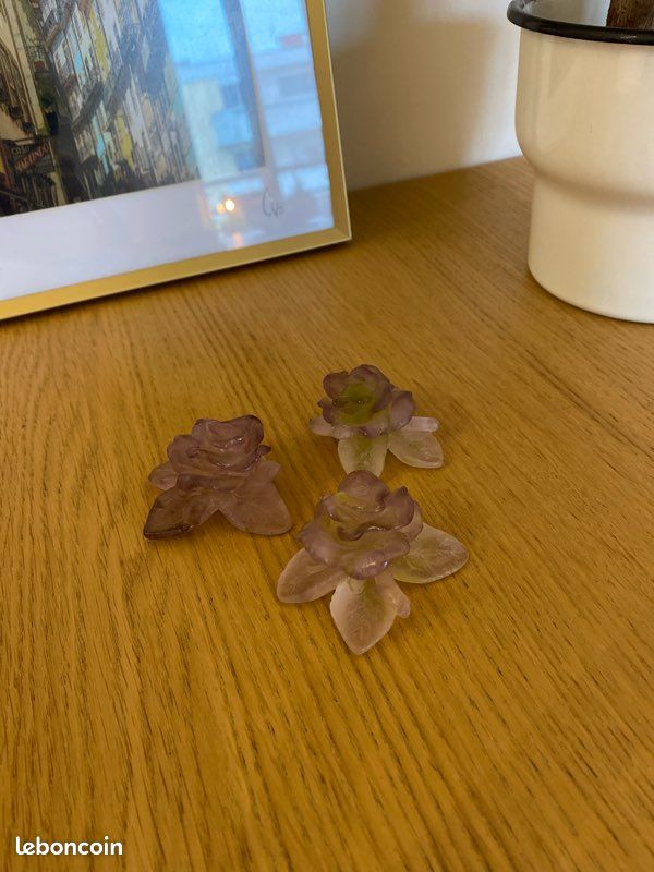 Lot de 3 petites roses Daum (image 2)