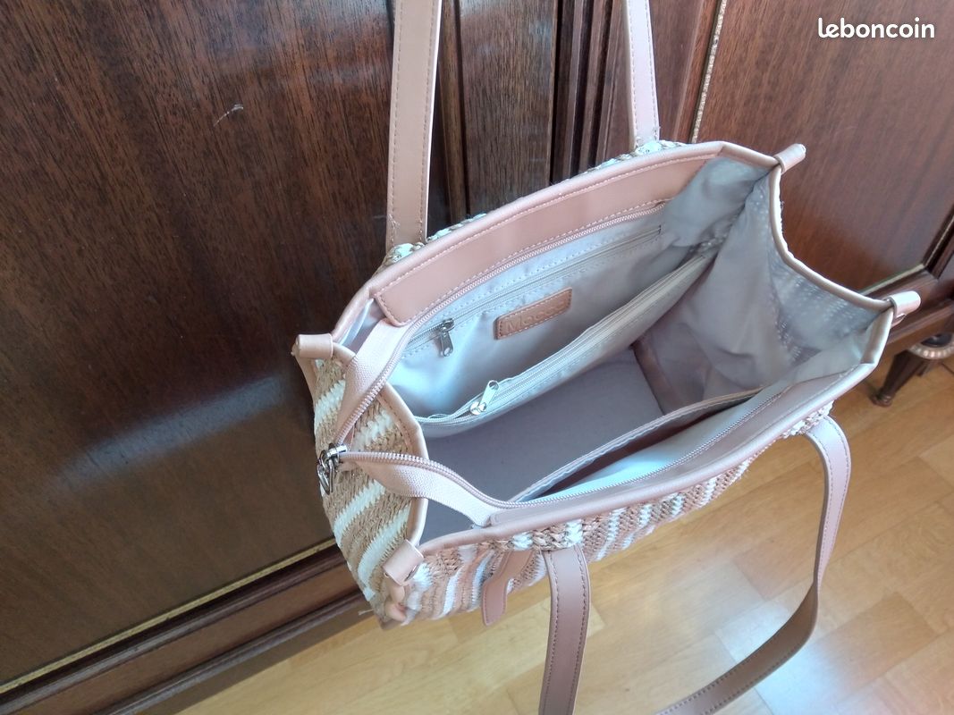 Sac beige à rayures (image 4)