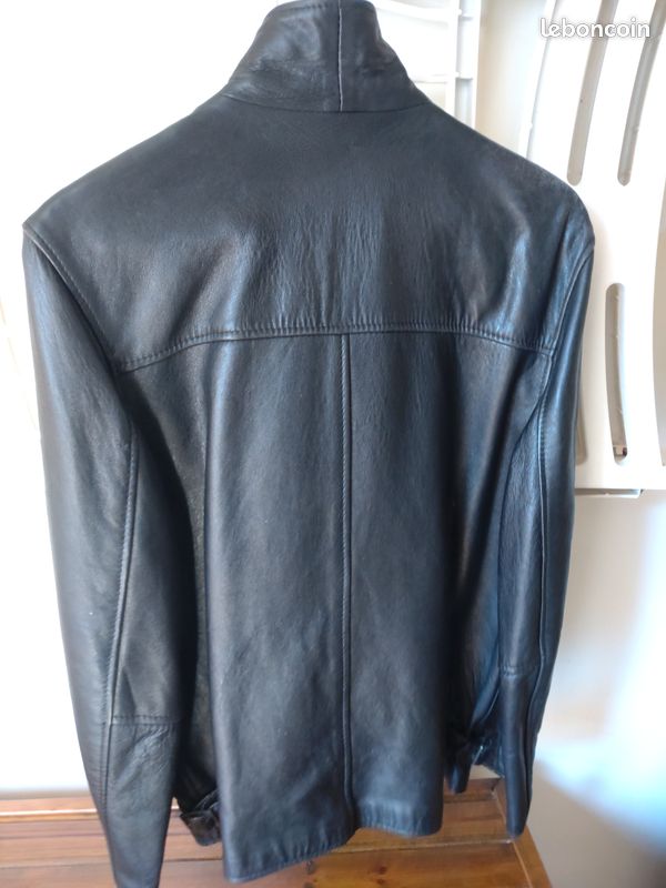 Blouson en cuir noir homme (image 3)