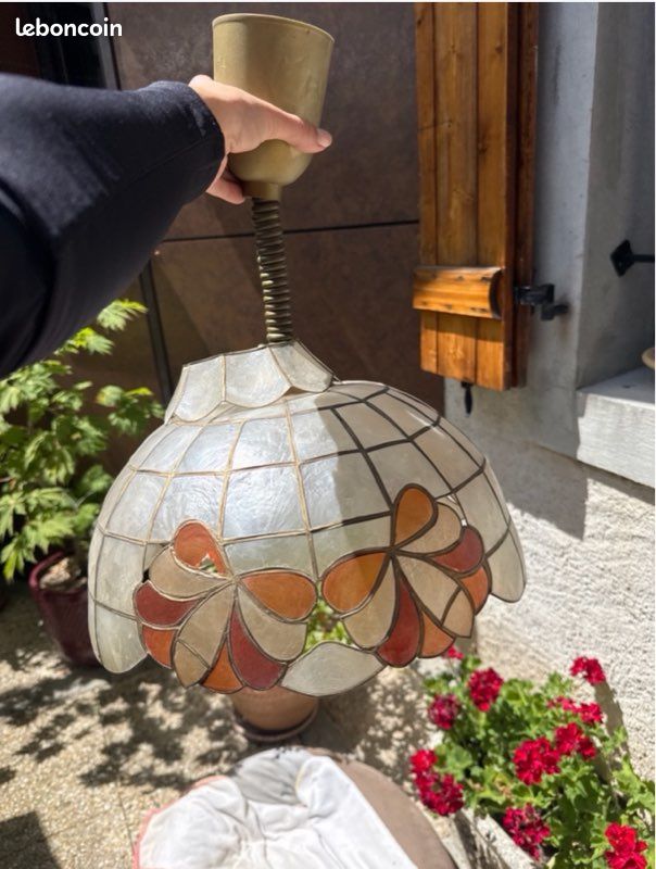 Suspension plafonnier nacre vintage retro (image 1)