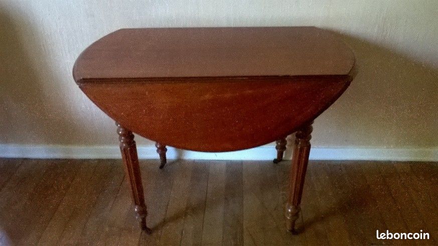 Table ronde ancienne à abattants - Style Louis-Philippe (image 3)