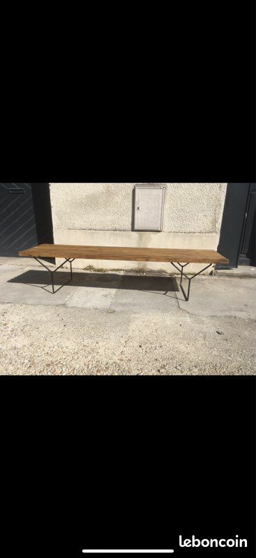 Banc lattes bois et pieds métal / DESIGN (image 1)