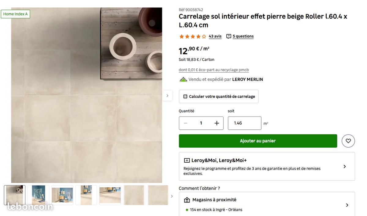 Carrelage intérieur sol Beige Roller (image 1)