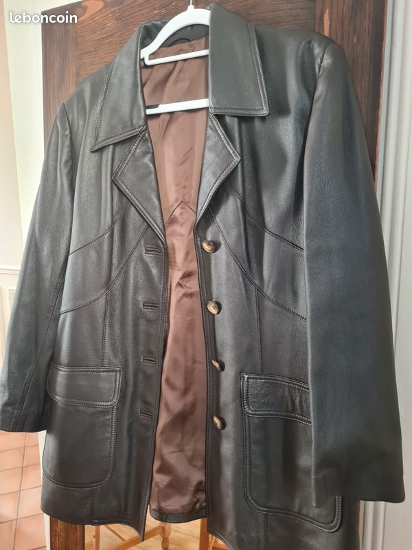 Veste en cuir de mouton mi longue homme Vêtements