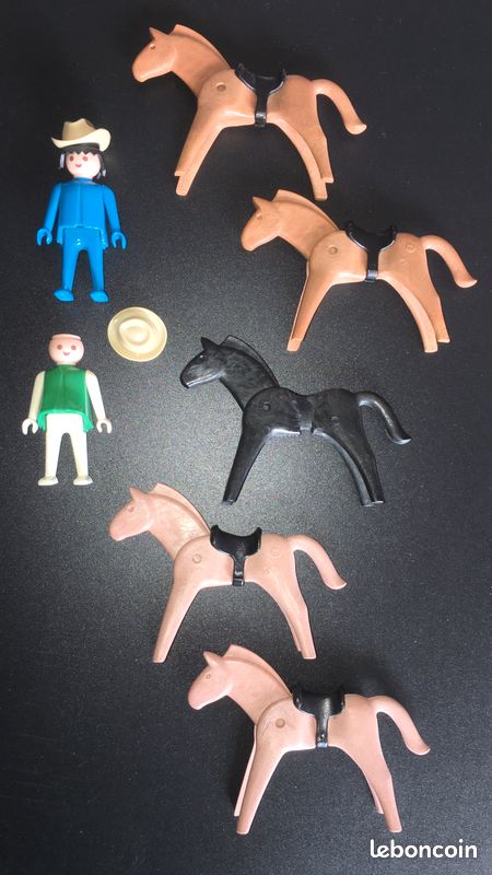 Playmobil geobra, vintage 1974 chariot western + personnages