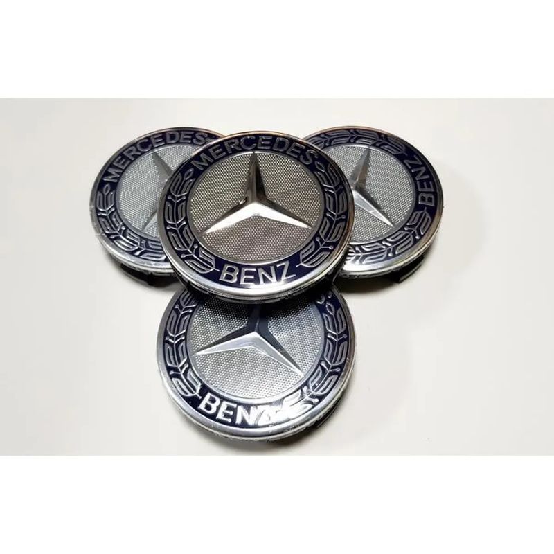 LOT 4 Cache Moyeu 75mm BLEU Pour Mercedes Logo Emblème Jante Centre De Roue  -  France