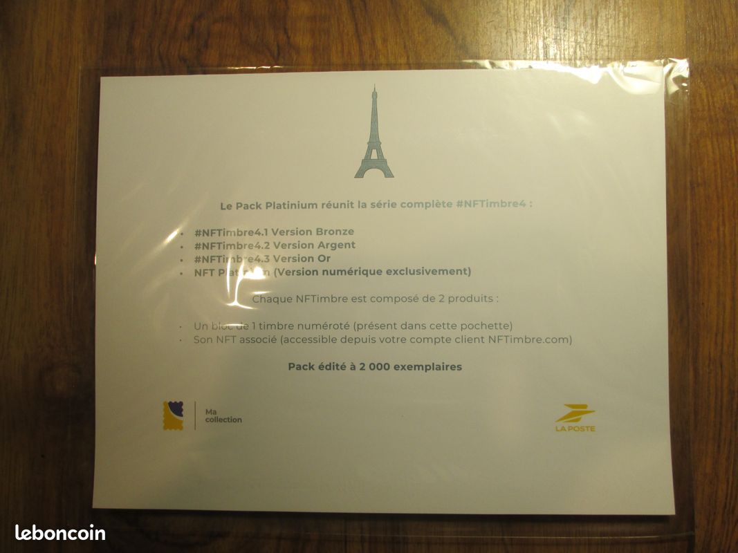 Pack Platinium Tour EIFFEL NFTimbre NFT Crypto Adhésif 4.1 4.2 4.3 Rare -  Collection