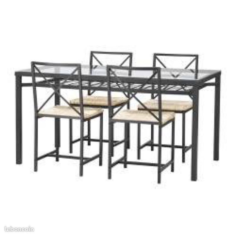 Ensemble table et 4 chaises en métal et verre (image 3)