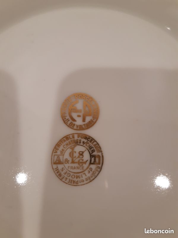 Vintage ancien plat rond creux estampillé "Véritable Porcelaine de Limoges" (image 5)