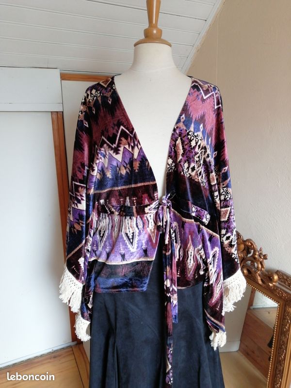 Veste gilet poncho bohême T U JUST ME (image 1)