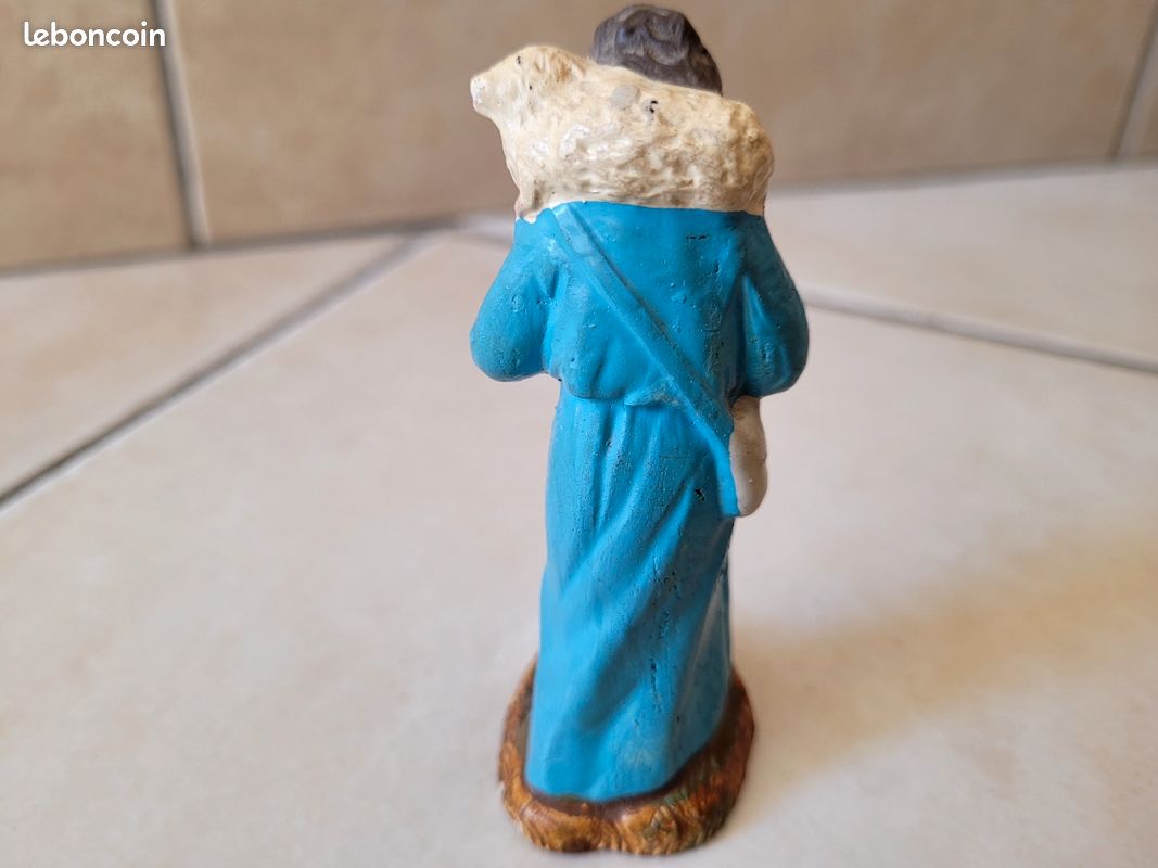 ANCIEN SANTON &JEUNE BERGER  no DEVINEAU POUR CRÈCHE / NOËL H: 17 CM