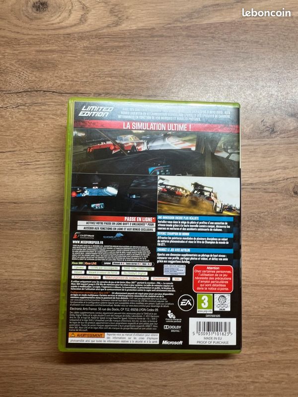 Jeu Shift 2 Unleashed Pour Xbox 360 - Version PAL FR Complète - État Correct
