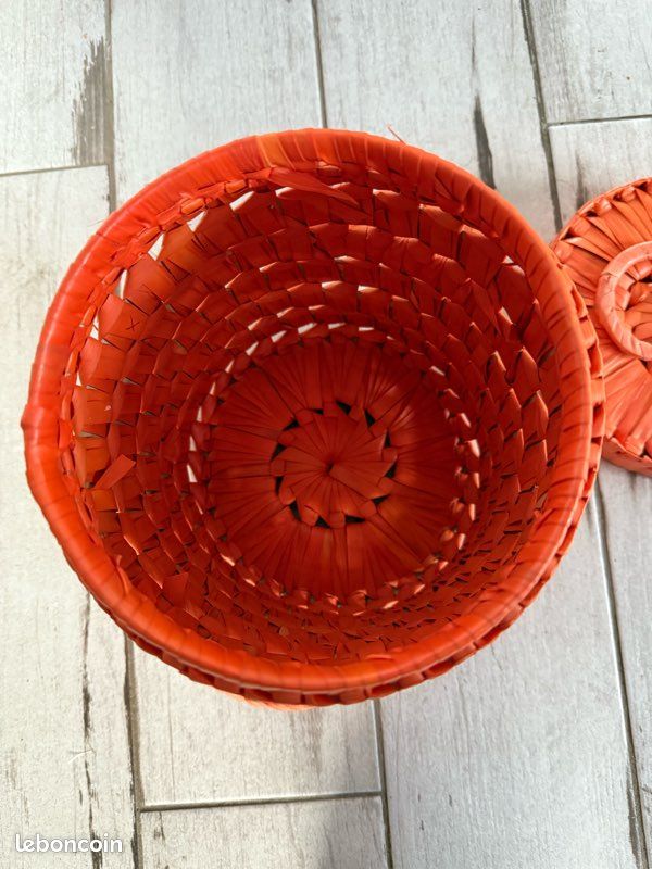 Panier de rangement bambou orange neuf (image 3)