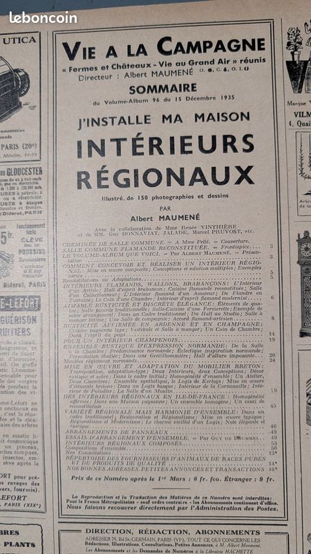 La Vie a la Campagne 15 Decembre 1935 Intérieurs Régionaux (image 2)