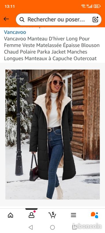 Vancavoo Manteau Femme Hiver Veste Polaire Chaud Blouson