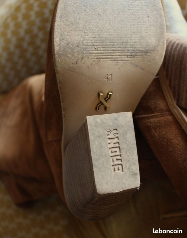 Paire de bottes hautes cuir camel Bronx 41 (image 10)