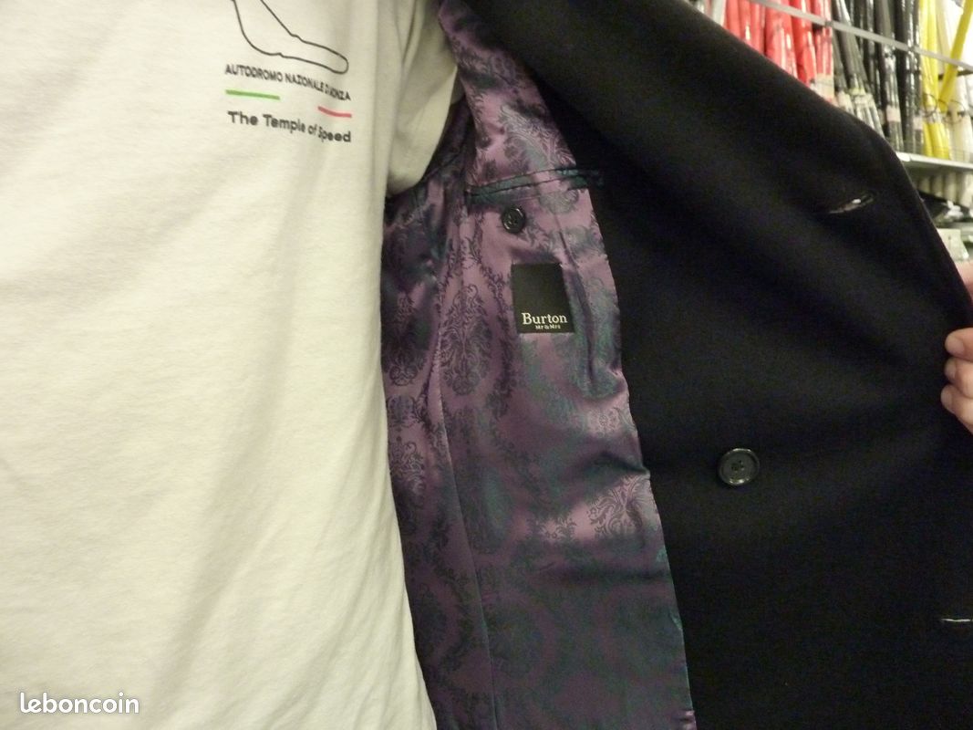 Manteau noir homme, laine et cachemire, état neuf de chez Burton (image 7)