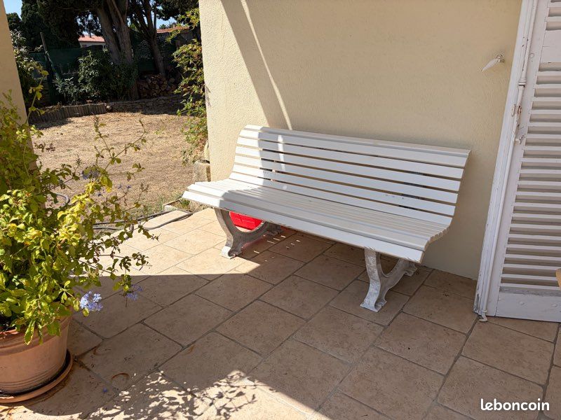 Banc de jardin blanc (image 2)