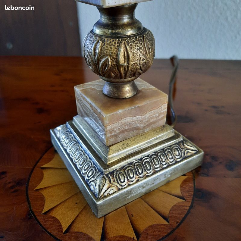 Lampe Ancienne Onyx Laiton Car21