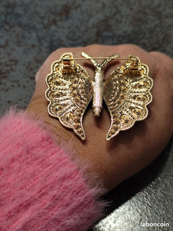 Broche Vintage Fantaisie Papillon - Modèle N264, Occasion, Bijou Ancien