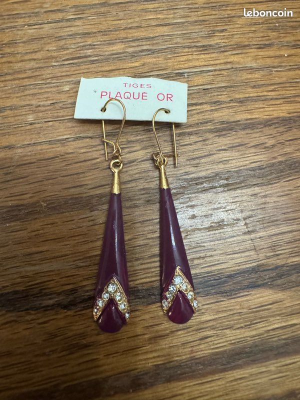 Boucles D'oreille Vintage En Plaqué Or - Occasion, Bijou Ancien - état Correct (voir Photos)