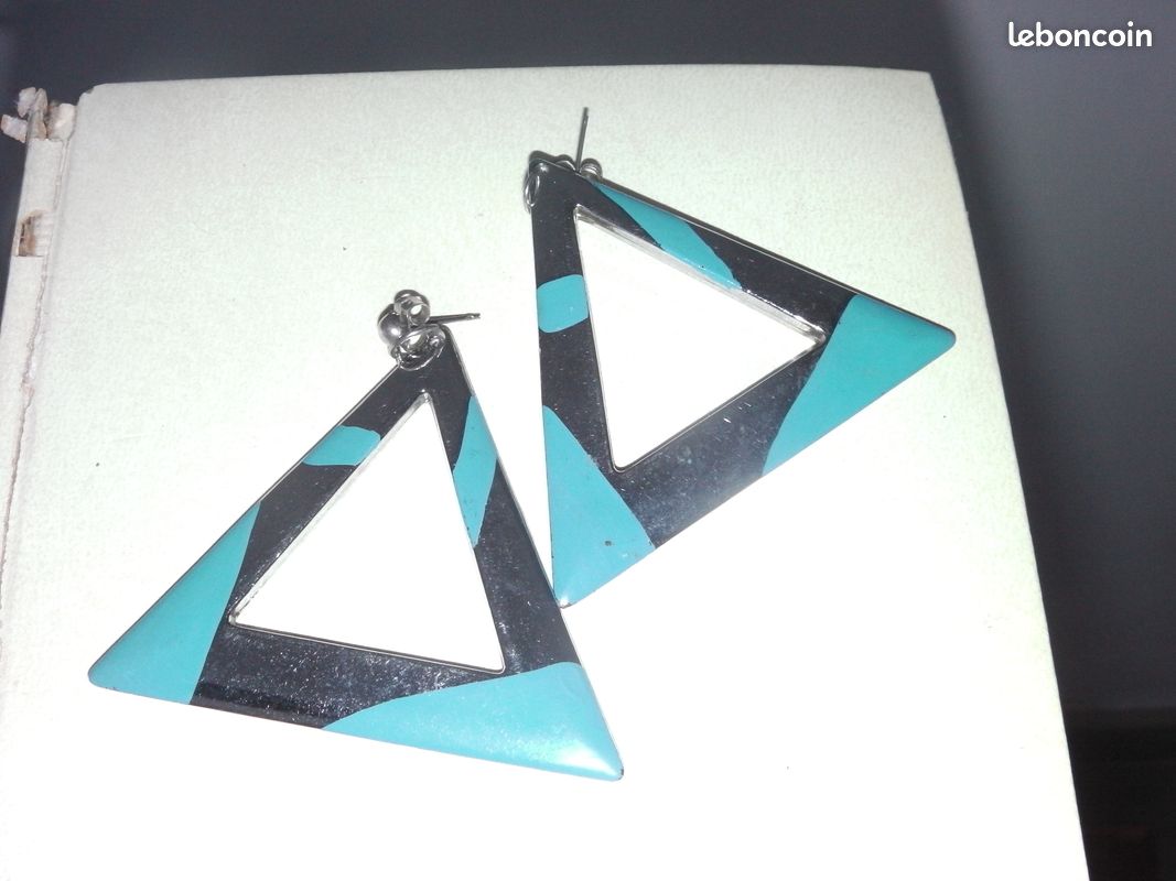 Boucle d'oreille triancle turquoise (image 1)