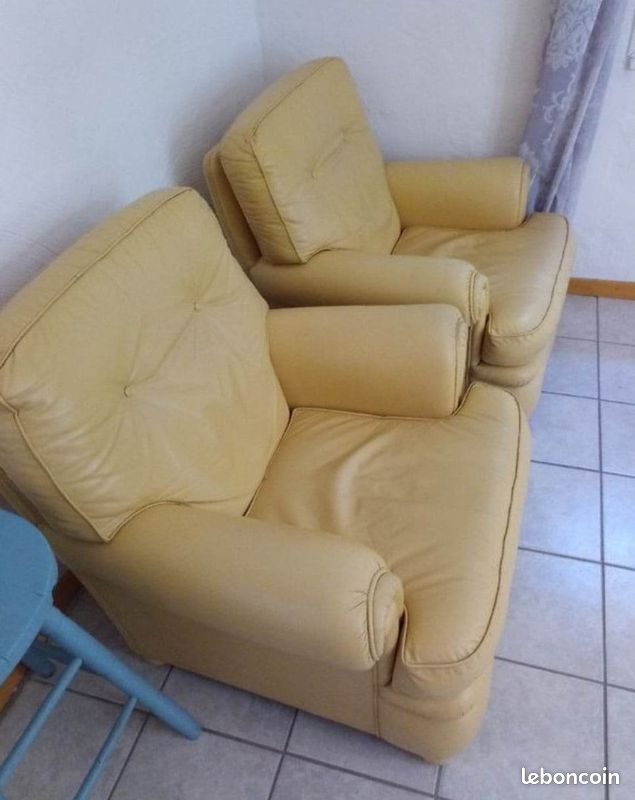 Fauteuils canapé cuir (image 3)