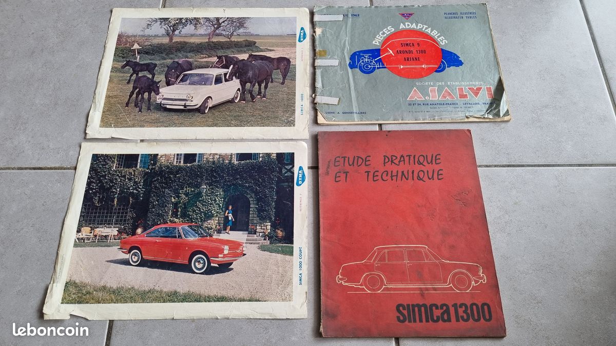 Lot revues et affiches SIMCA 1000 SIMCA 1300 catalogue pièces 1962 SIMCA 9 ARONDE ARIANE (image 1)