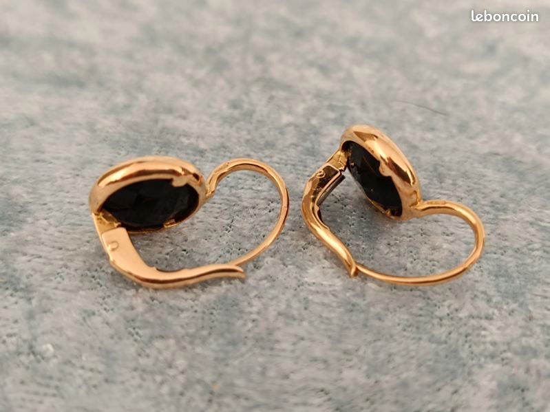 Boucles D'oreilles En Or 18 Carats Avec Onyx - Occasion élégante, Dormeuses