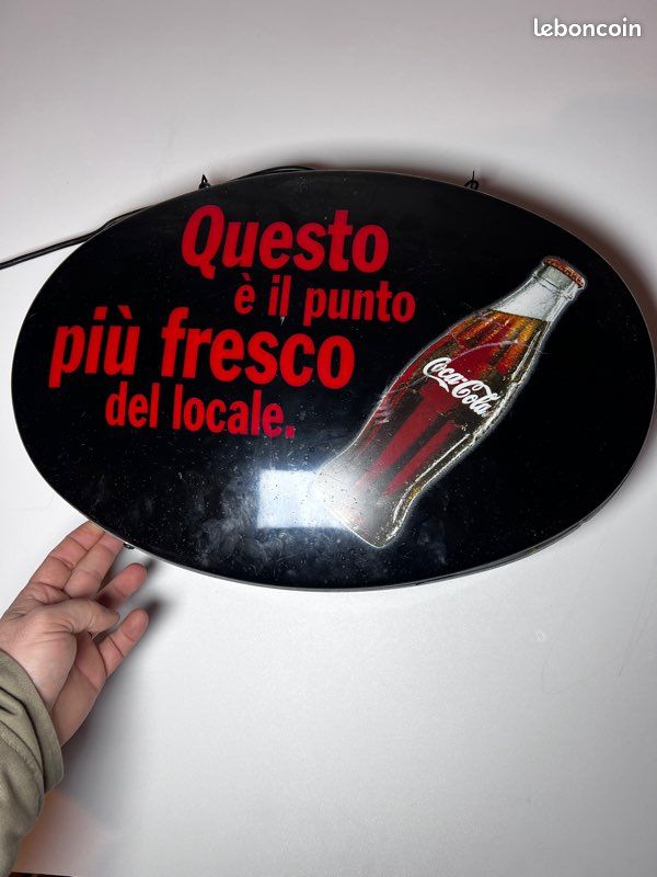 Enseigne lumineuse Coca-Cola vintage Fonctionne 55 x 35 cm (image 1)
