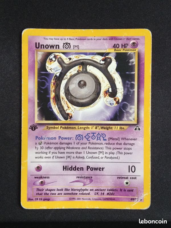 Carte Pokémon Zarbi M Neo Discovery 49/75 Unown Anglais (image 1)