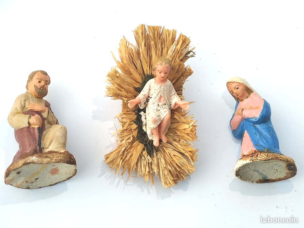 SANTONS DEVINEAU ANCIENS Marie et Joseph Haut 5,5 cm Crèche Noel EUR 12