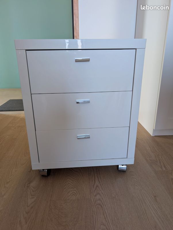 Caisson de rangement bureau blanc laqué (image 1)